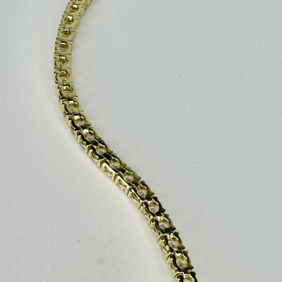 18K Gold and Sterling Silver Tennis Bracelet with CZ Gorgeous - Picture 6 of 6